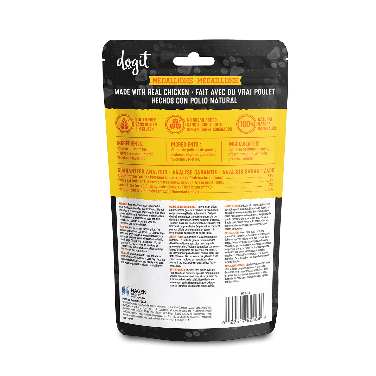 Dogit - Snack Bar Treats Dog Treat - CHICKEN Medallions - 150GM (5.2oz)