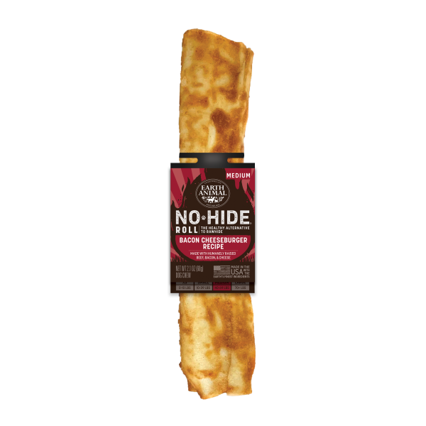 *S.O. - Up to 2 Week Wait* Earth Animal - Dog No Hide Chew - BBQ Smoked BACON CHEESEBURGER - MEDIUM - 60GM (2.1oz)