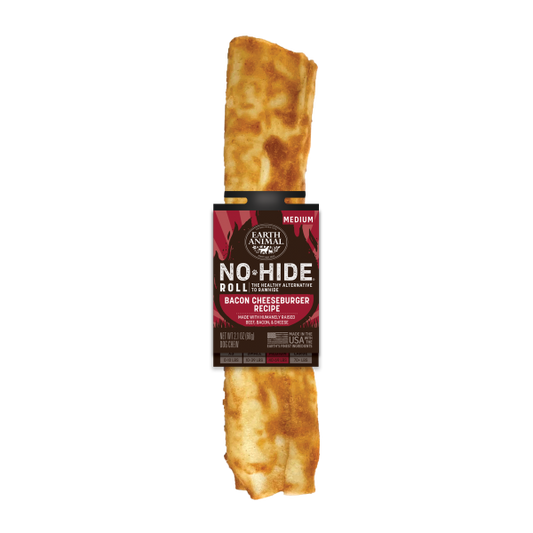 *S.O. - Up to 2 Week Wait* Earth Animal - Dog No Hide Chew - BBQ Smoked BACON CHEESEBURGER - MEDIUM - 60GM (2.1oz)