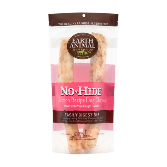 *S.O. - Up to 2 Week Wait* Earth Animal - Dog No Hide Chew - Wild Caught SALMON Dog Chew - LARGE - 198GM (7oz) - 2PK
