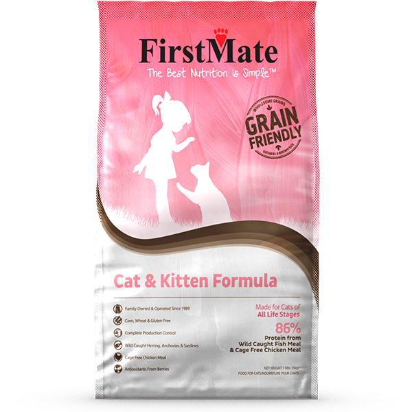 FirstMate, CAT and KITTEN  FISH AND CAGE FREE CHICKEN Dry Cat Food, 5KG (11lb)