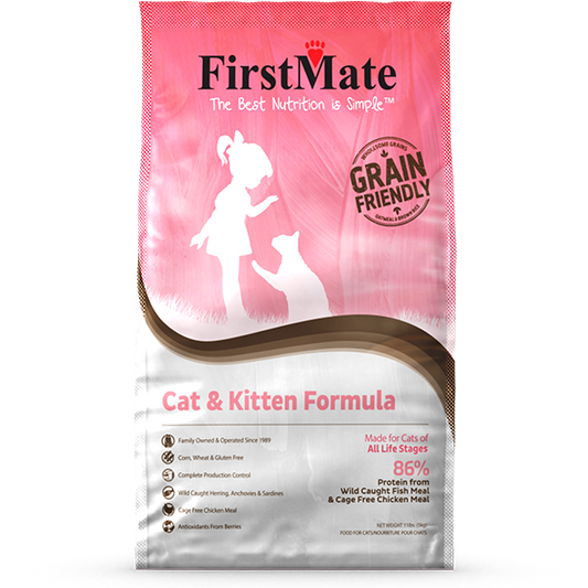 FirstMate, CAT and KITTEN  FISH AND CAGE FREE CHICKEN Dry Cat Food, 5KG (11lb)