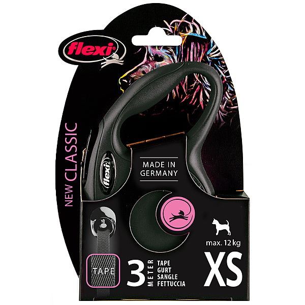*S.O. - Up to 2 Week Wait* Flexi - Classic Tape Flexi Dog Leash - BLACK - XSMALL - 3M