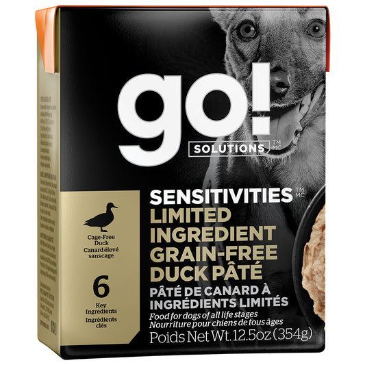 *S.O. - Up to 2 Week Wait* Petcurean - GO! Sensitivities GF LID DUCK Pate Wet Dog Food - 354GM (12.5oz)