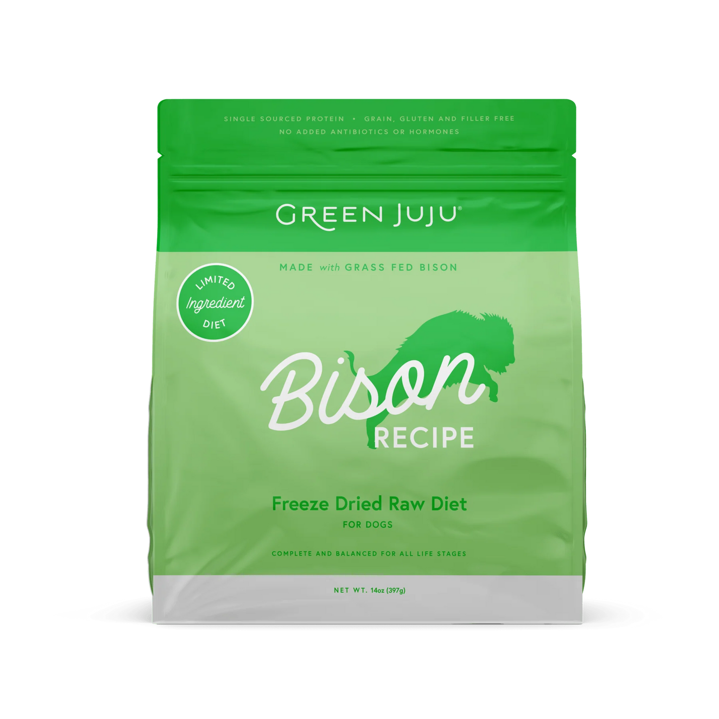 Green Juju, Freeze Dried Raw BISON Dog Food, 397GM (14oz)