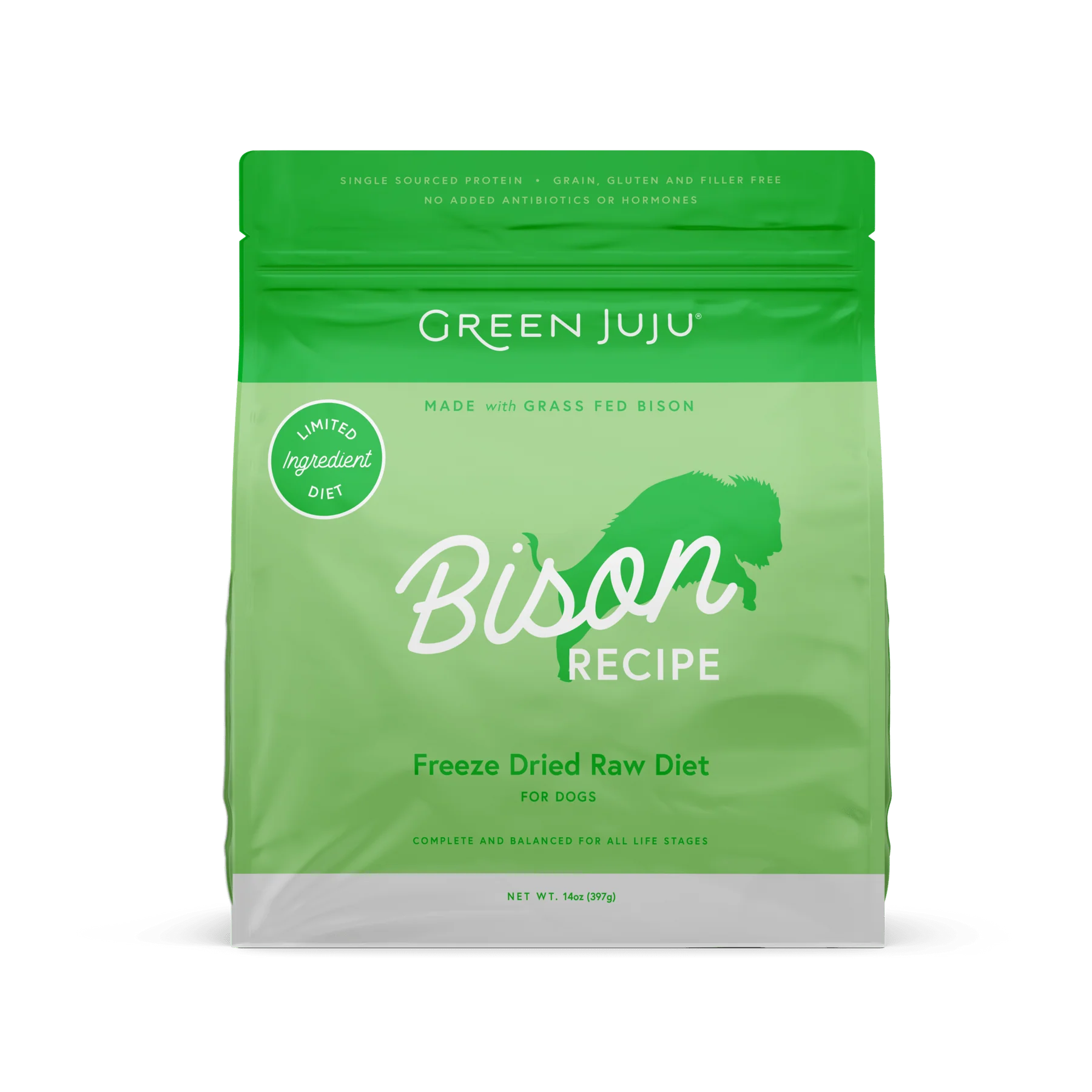 Green Juju, Freeze Dried Raw BISON Dog Food, 397GM (14oz)