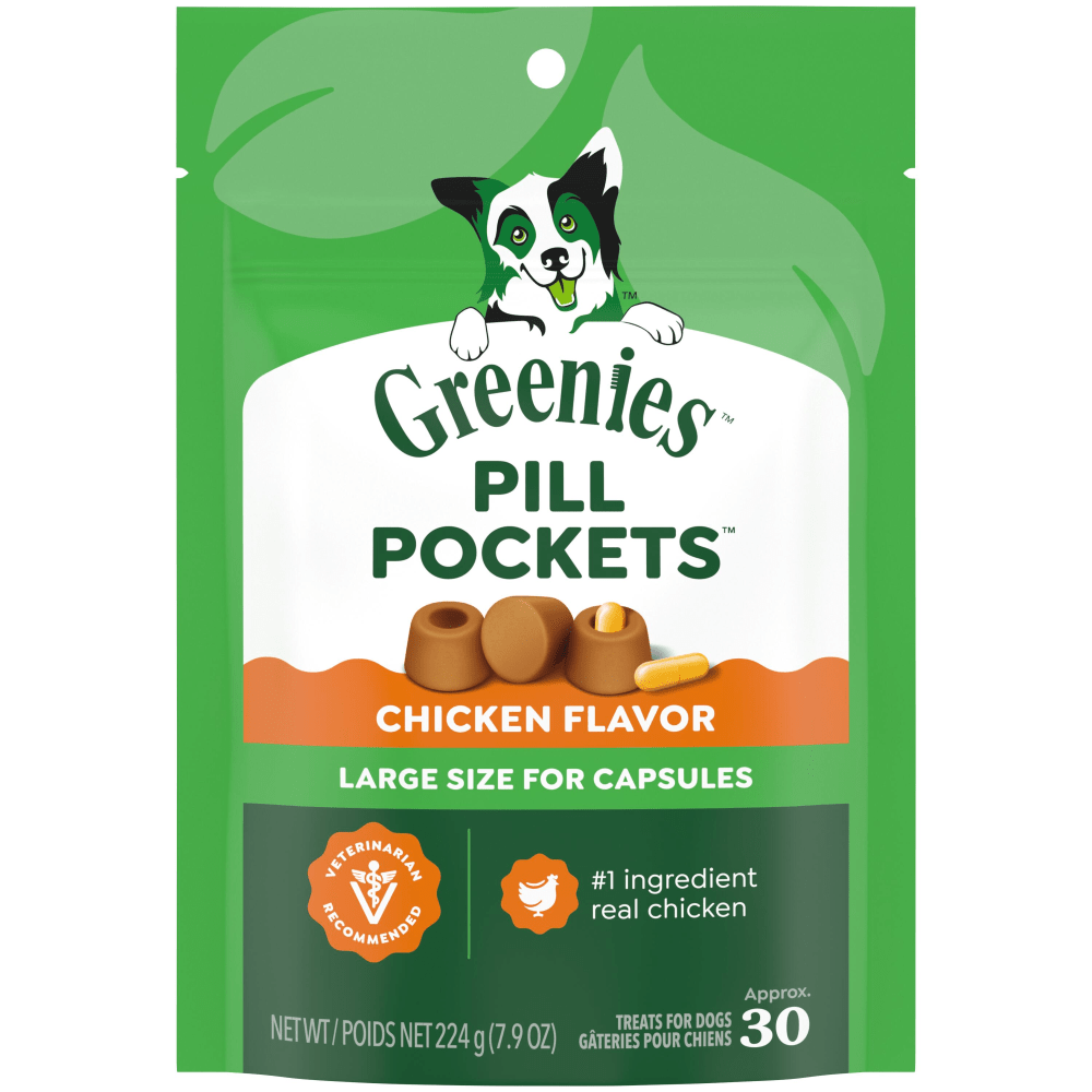 Greenies - Canine Pill Pockets CHICKEN Dog Treat - 224GM (7.9oz) - 30 Caps