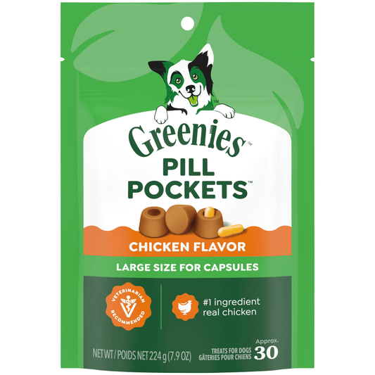 Greenies - Canine Pill Pockets CHICKEN Dog Treat - 224GM (7.9oz) - 30 Caps