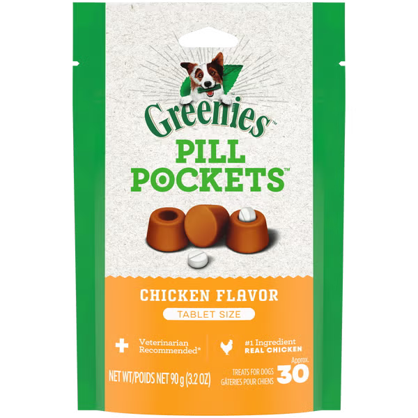 Greenies - Canine Pill Pockets CHICKEN Dog Treat - 91GM (3.2oz) - 30 Tabs