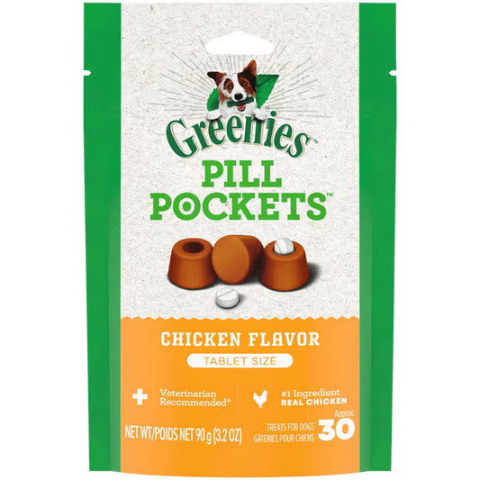 Greenies - Canine Pill Pockets CHICKEN Dog Treat - 91GM (3.2oz) - 30 Tabs