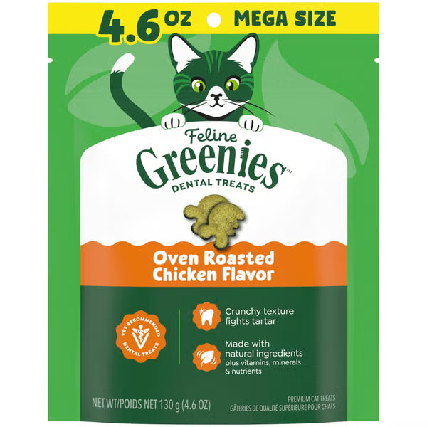 Greenies - Cat Dental OVEN ROASTED CHICKEN Flavour Cat Treats - 130GM (4.6oz)