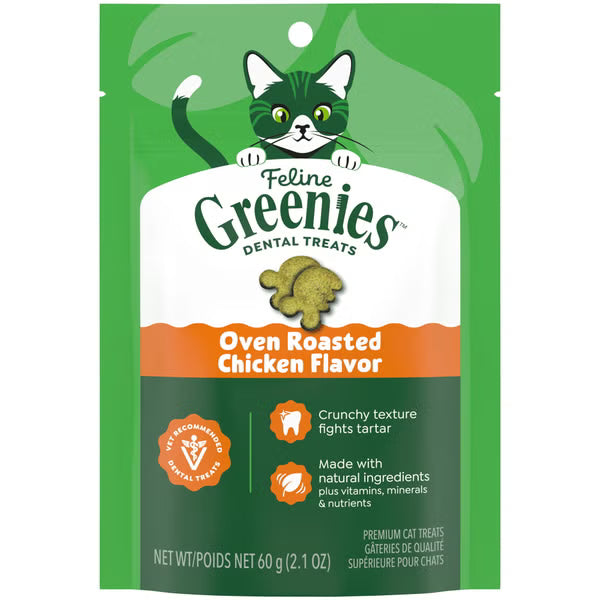 Greenies - Cat Dental OVEN ROASTED CHICKEN Flavour Cat Treats - 60GM (2.1oz)