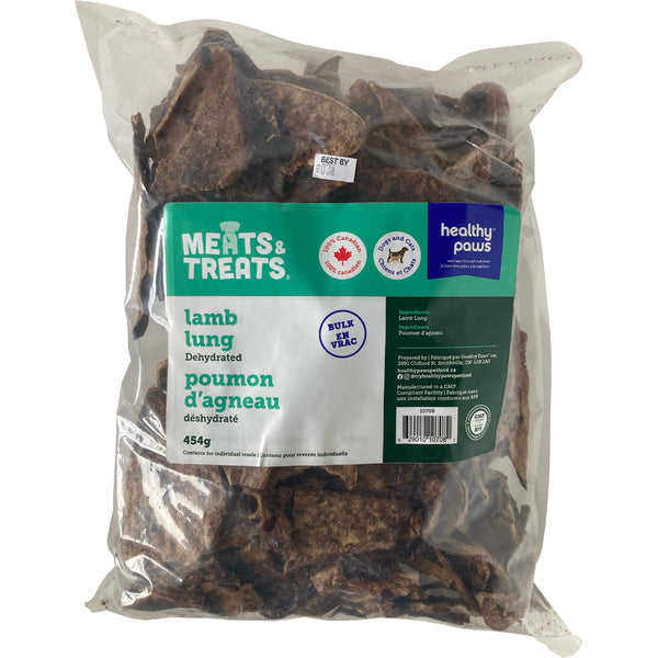 Healthy Paws - Dehydrated LAMB LUNG Dog Treat - 454GM