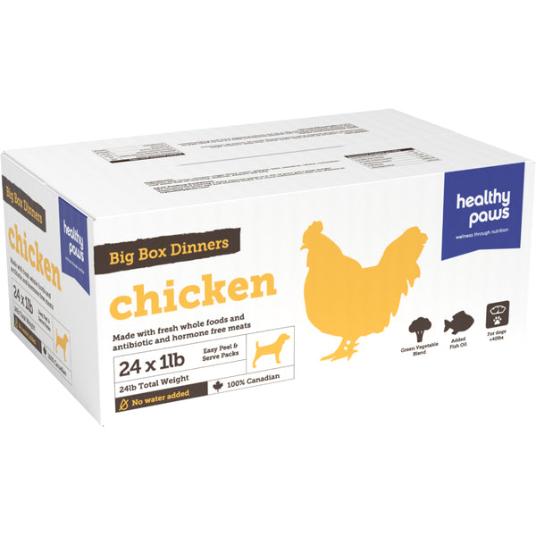 Healthy Paws - Frozen - Big Box Dinner CHICKEN Dog Food - 24 x 1LB