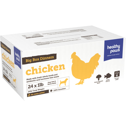 Healthy Paws - Frozen - Big Box Dinner CHICKEN Dog Food - 24 x 1LB