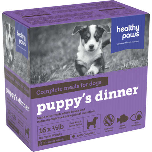 Healthy Paws - Frozen - Complete Dinner PUPPY Dog Food - 8LB