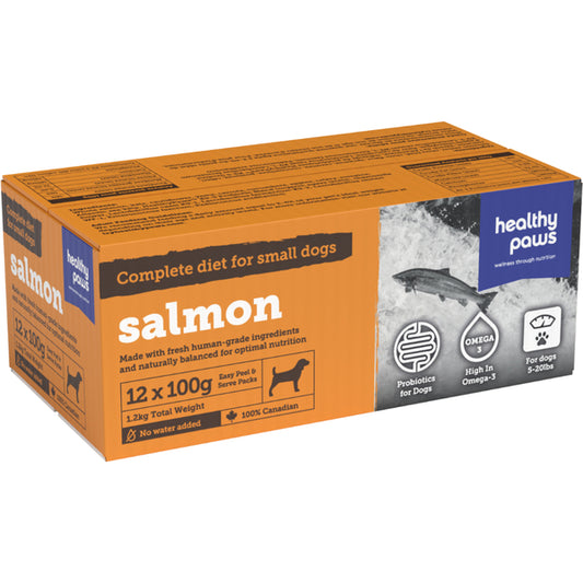 Healthy Paws - Frozen - Complete Dinner SALMON Dog Food - 12/100GM