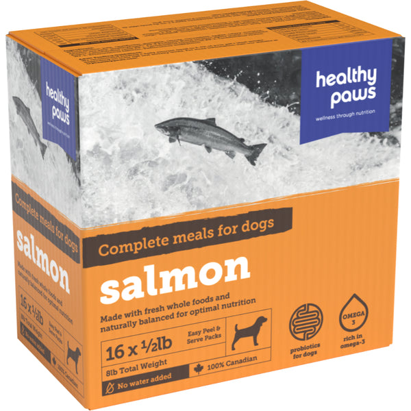 Healthy Paws - Frozen - Complete Dinner SALMON Raw Dog Food - 8LB