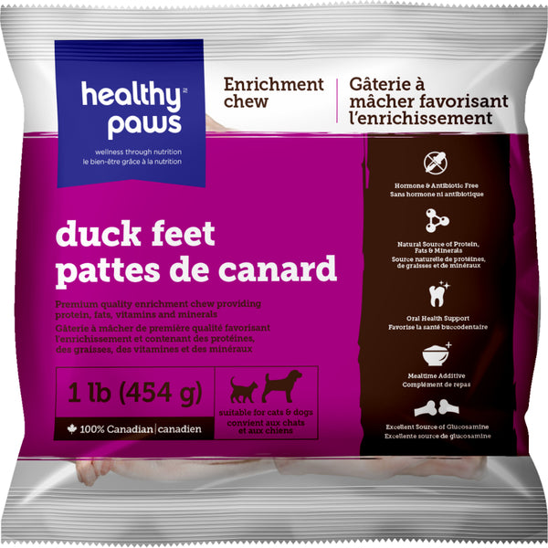 Healthy Paws - Frozen Enrichment Raw DUCK Feet - 454GM (1lb)