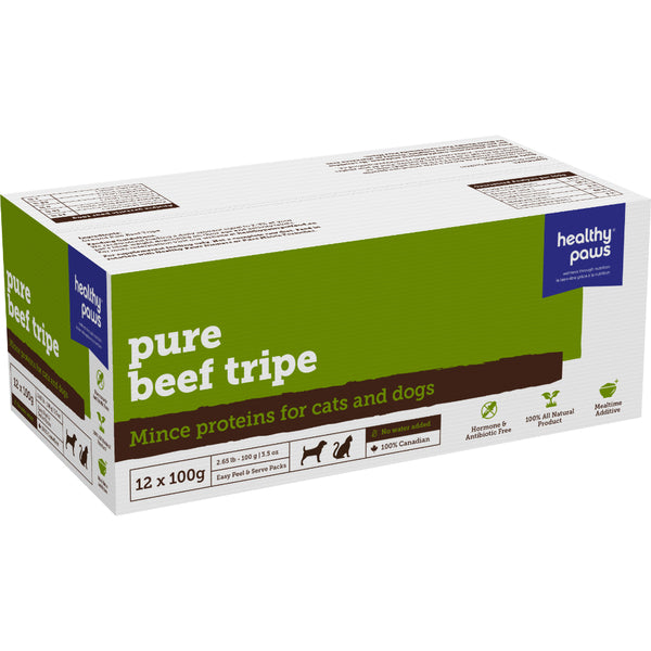 Healthy Paws - Frozen Pure Mince BEEF TRIPE - 12 x 100GM