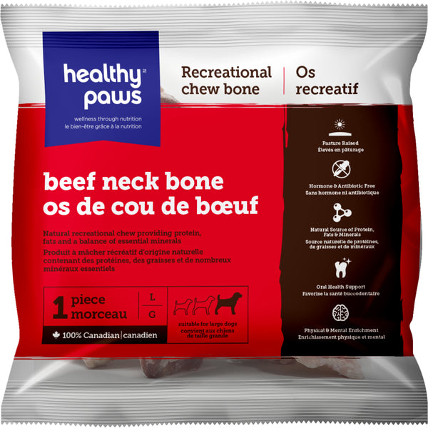 Healthy Paws - Frozen Recreational BEEF Neck Bone - LARGE - 1PK