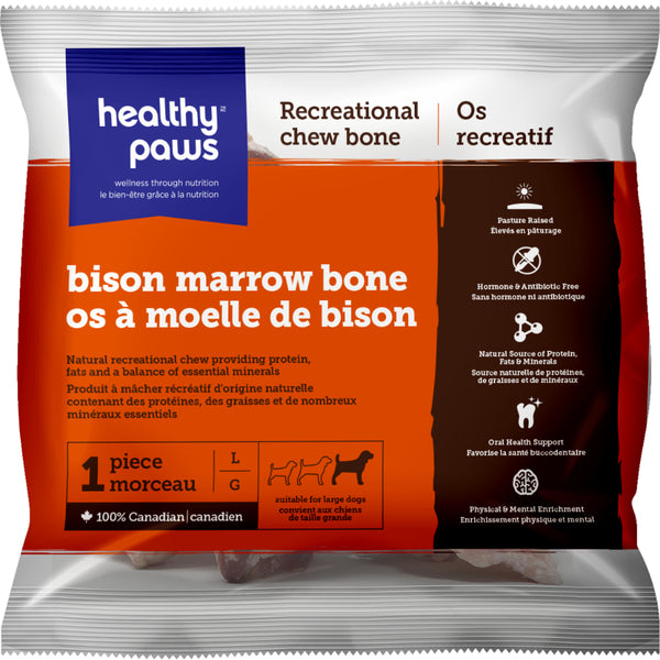 Healthy Paws - Frozen Recreational BISON Marrow Bones - LARGE - 1PK