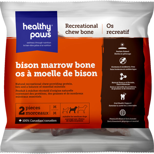 Healthy Paws - Frozen Recreational BISON Marrow Bones - MEDIUM - 2PK