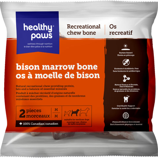 Healthy Paws - Frozen Recreational BISON Marrow Bones - MEDIUM - 2PK