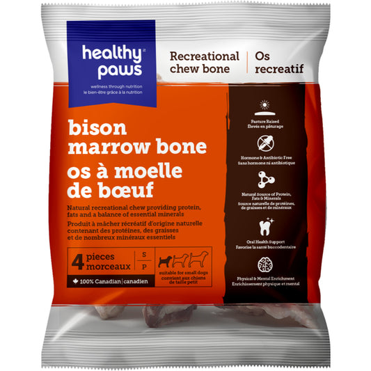 Healthy Paws - Frozen Recreational BISON Marrow Bones - SMALL - 4PK