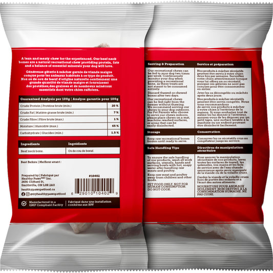 *DNR* Healthy Paws - Frozen Recreational BEEF Neck Bone - LARGE - 1PK