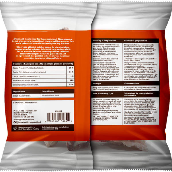 Healthy Paws - Frozen Recreational BISON Marrow Bones - MEDIUM - 2PK
