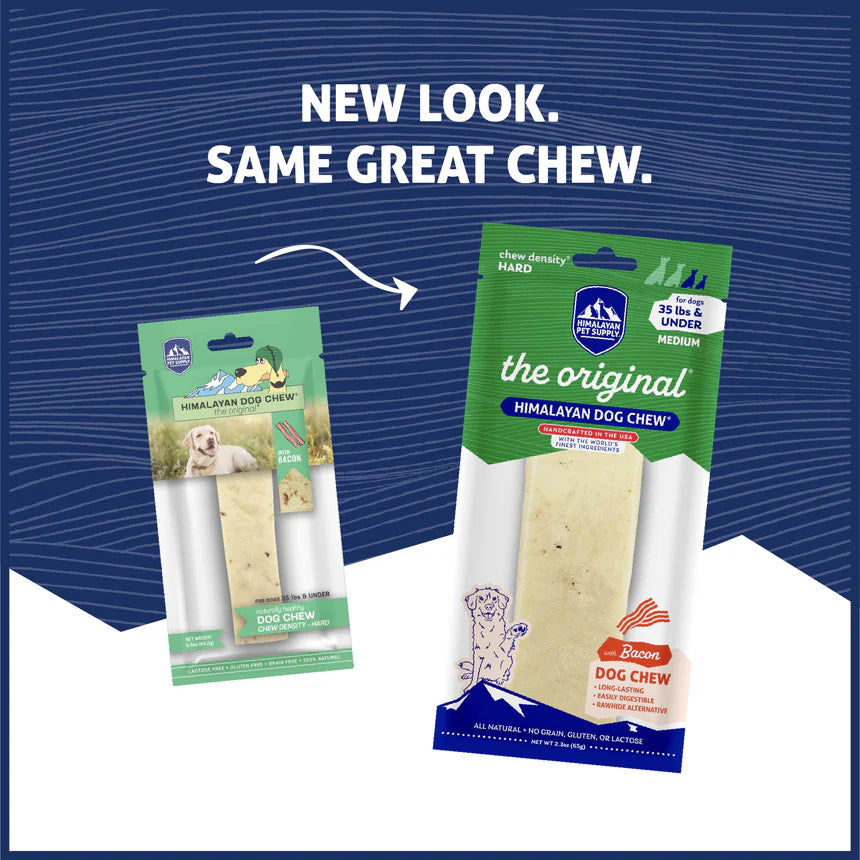 Himalayan Dog Chew, MEDIUM Yaky BACON Flavor Dog Chew, Up to 35LBS, 65GM (2.3oz)