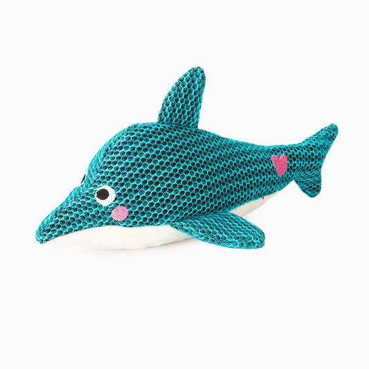Hugsmart - Fuzzy Friendz Ocean Pals Dolphin Dog Toy - 25CM (9.8in)