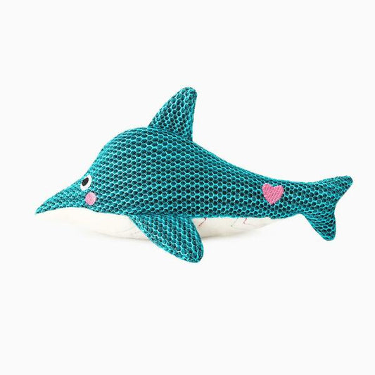 Hugsmart - Fuzzy Friendz Ocean Pals Dolphin Dog Toy - 25CM (9.8in)