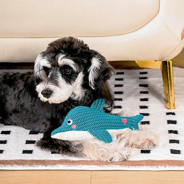 Hugsmart - Fuzzy Friendz Ocean Pals Dolphin Dog Toy - 25CM (9.8in)