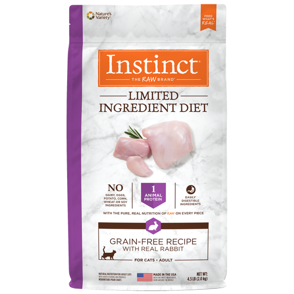 Instinct, GF LID Kibble Farm Raised RABBIT Dry Cat Food, 2KG (4.5lb)