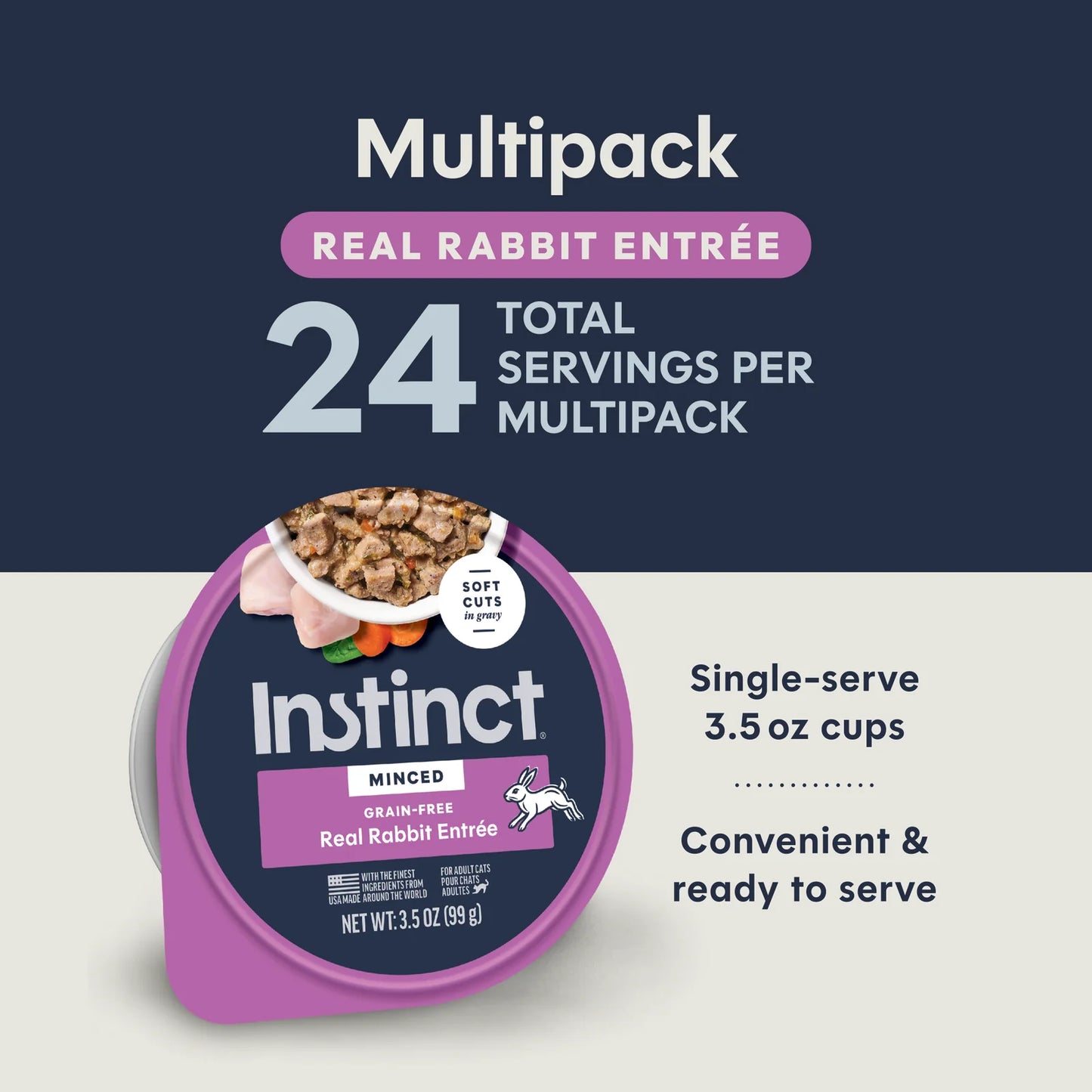 *PREORDER* Instinct - Grain Free Minced Farm Raised RABBIT Wet Cat Food - 99GM (3.5oz) - 12 CASE