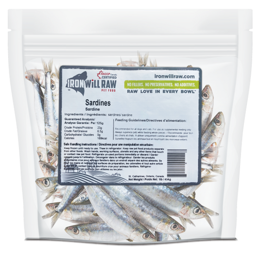 *S.O. - Up to 2 Week Wait* Iron Will Raw - Dog/Cat Sardines - 454GM (1lb)