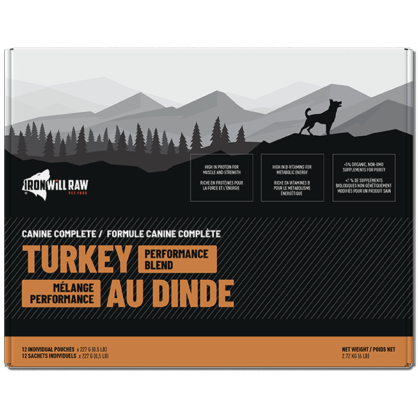 Iron Will Raw - Frozen Complete TURKEY Performance Blend Raw Dog Food - 2.72KG (6lb)