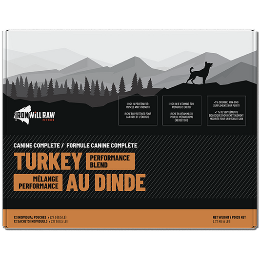 Iron Will Raw - Frozen Complete TURKEY Performance Blend Raw Dog Food - 2.72KG (6lb)