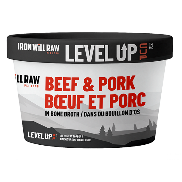 Iron Will Raw - Frozen Level Up Cup BEEF & PORK Raw Dog Food - 113GM (4oz)