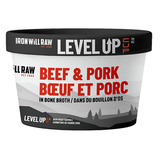 Iron Will Raw - Frozen Level Up Cup BEEF & PORK Raw Dog Food - 113GM (4oz)