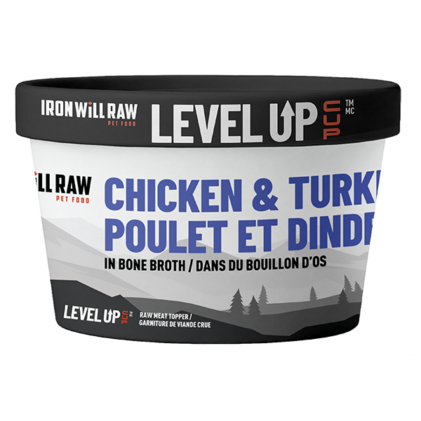 Iron Will Raw - Frozen Level Up Cup CHICKEN & TURKEY Raw Dog Food - 113GM (4oz)