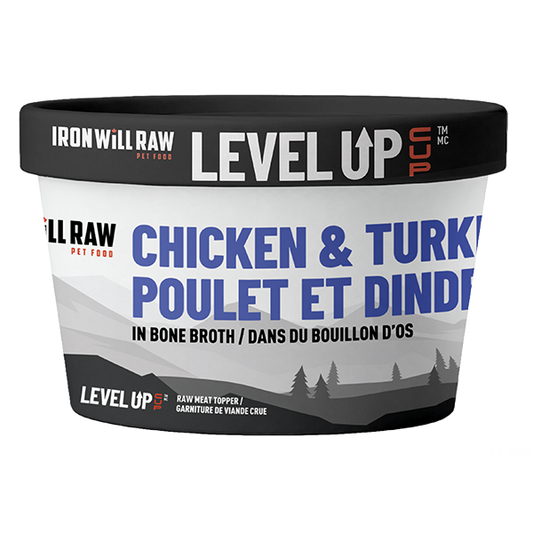 Iron Will Raw - Frozen Level Up Cup CHICKEN & TURKEY Raw Dog Food - 113GM (4oz)