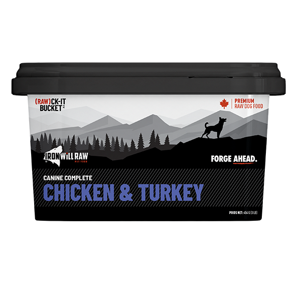 Iron Will Raw - Frozen Rawckit Bucket CHICKEN & TURKEY Raw Dog Food - 454GM (3lb)