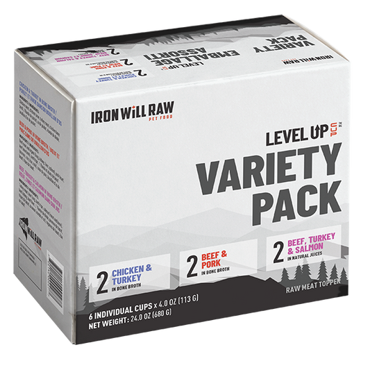 Iron Will Raw - Frozen Level Up Cup Variety Pack Raw Dog Food - 680GM (24oz) - 6PK