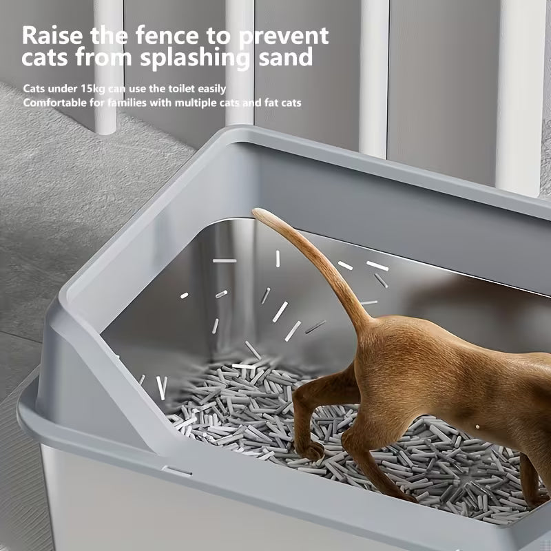 KEMORELA Pet Supplies - Stainless Steel with Plastic Edge Litter Box - 60x40x20CM (23.6x15.8x7.87in)