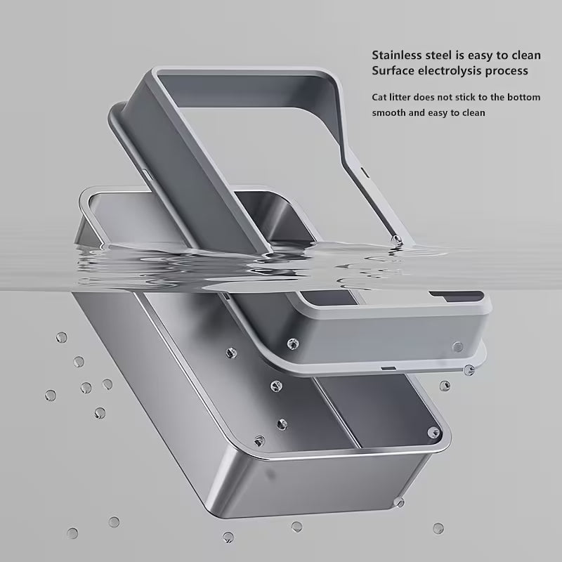 KEMORELA Pet Supplies - Stainless Steel with Plastic Edge Litter Box - 60x40x20CM (23.6x15.8x7.87in)