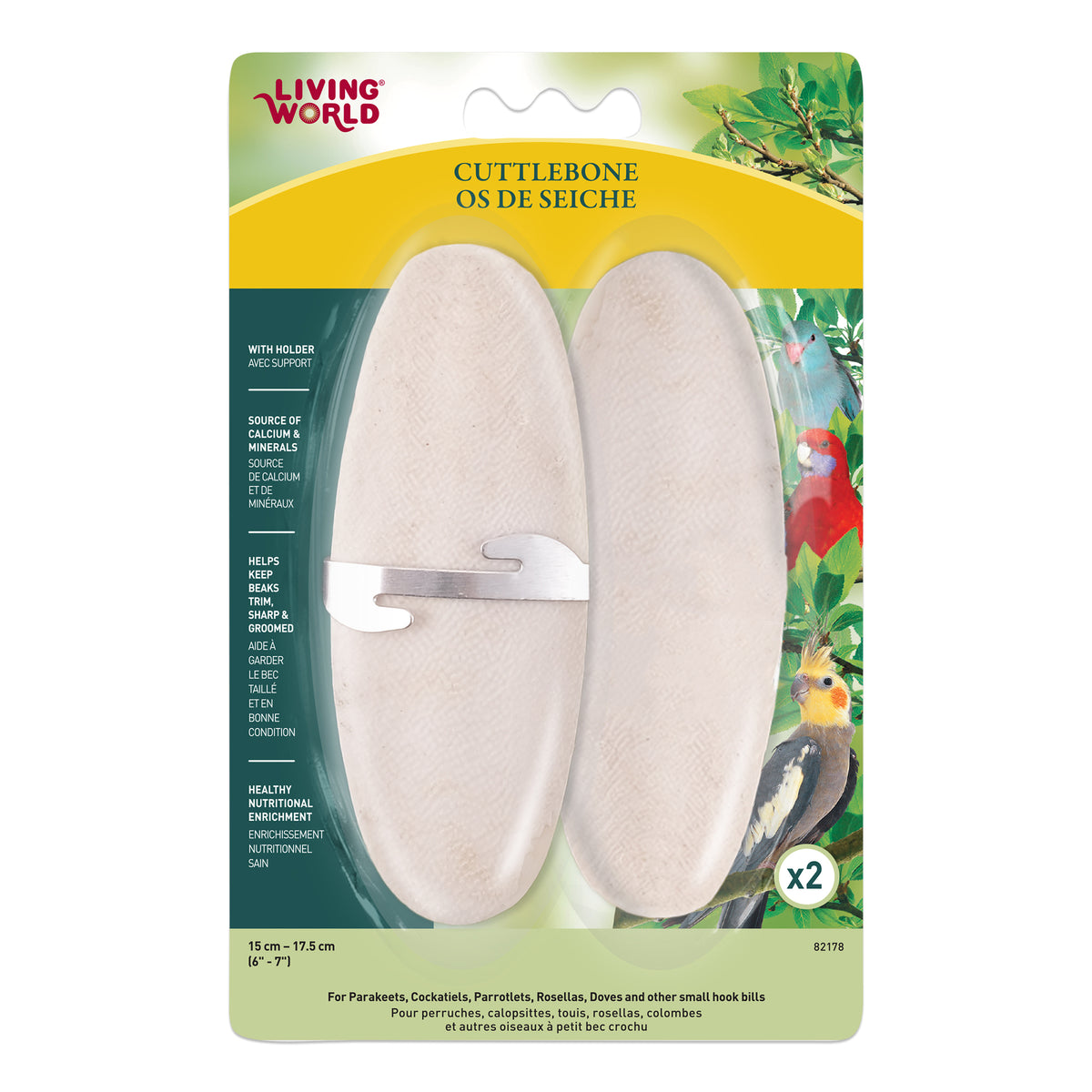 Living World - Cuttlebone with Holder - LARGE - 15-18CM (6-7in) - 2PK