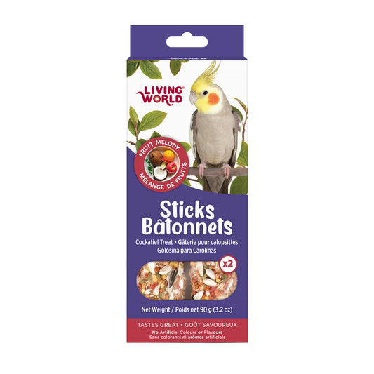 Living World - Sticks - Cockatiel Treat - Fruit Melody - 90GM (3.2oz) - 2PK
